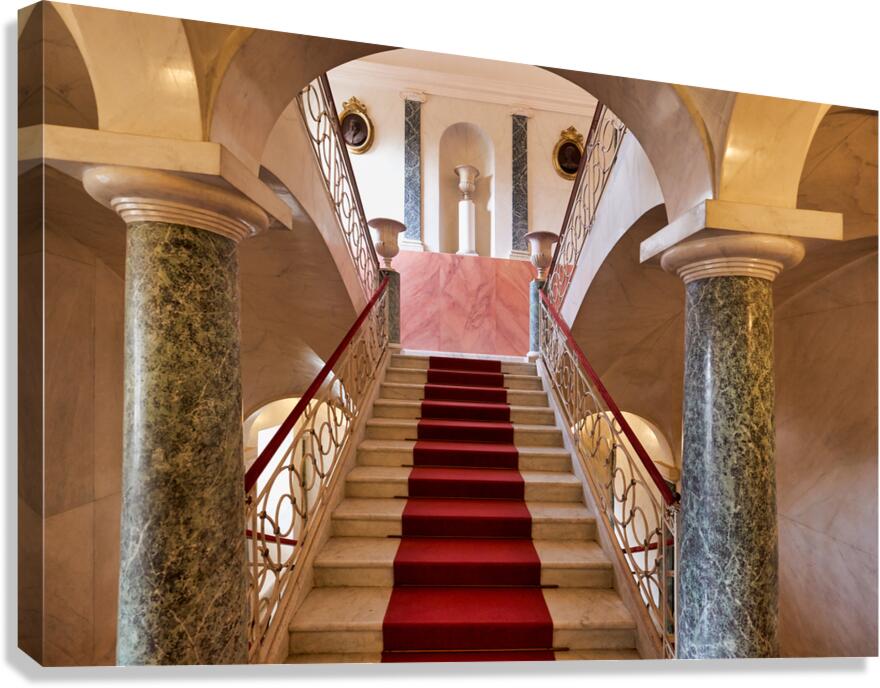 Stairs inside Palazzo Nicolaci in Noto Sicily during daytime Canvas Print