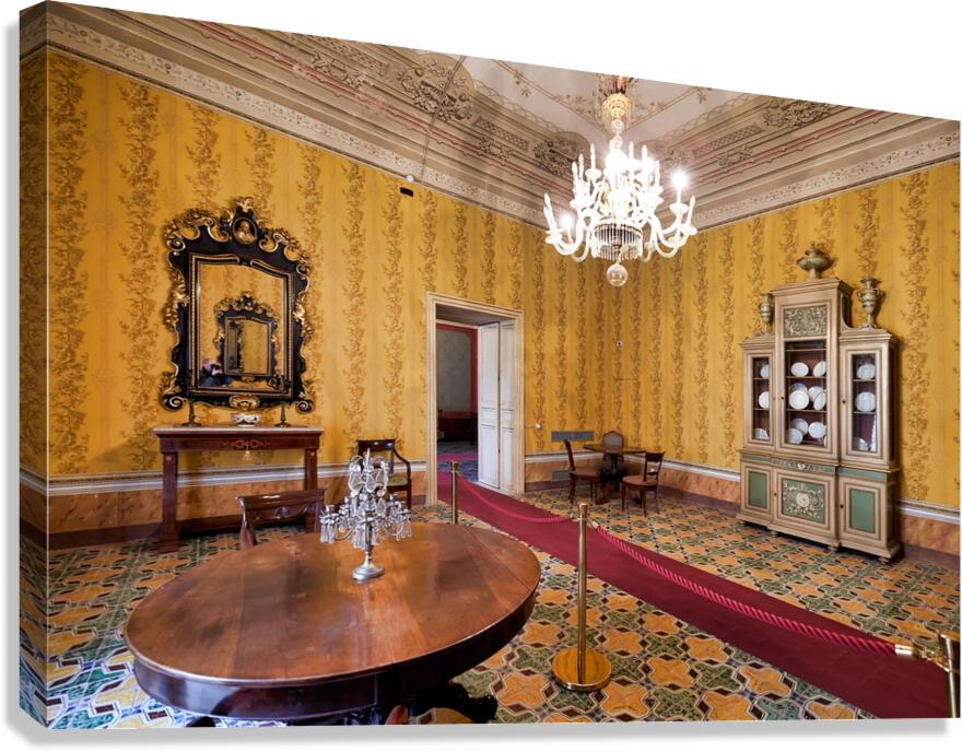 Visitors see the interior of Palazzo Nicolaci in Noto Sicily I Canvas Print