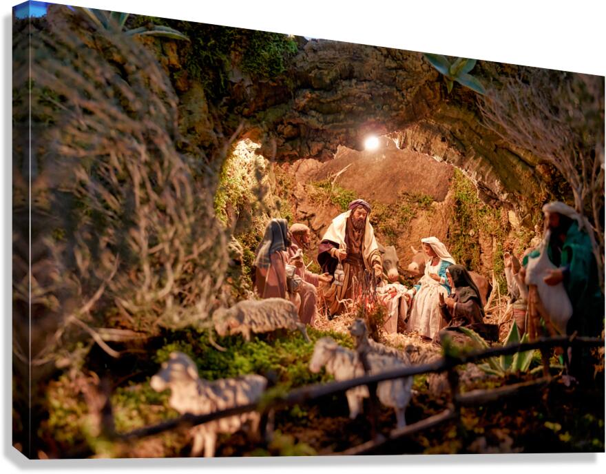 Christmas nativity scene in Caltagirone Sicily Italy Canvas Print