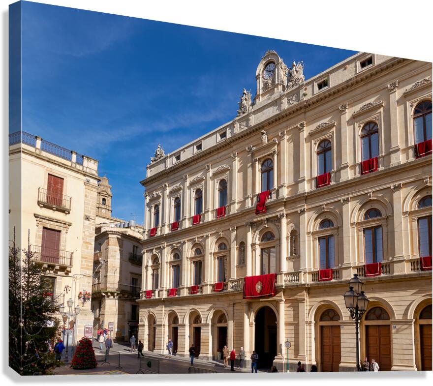 Visiting the town hall in caltagirone sicily italy Canvas Print