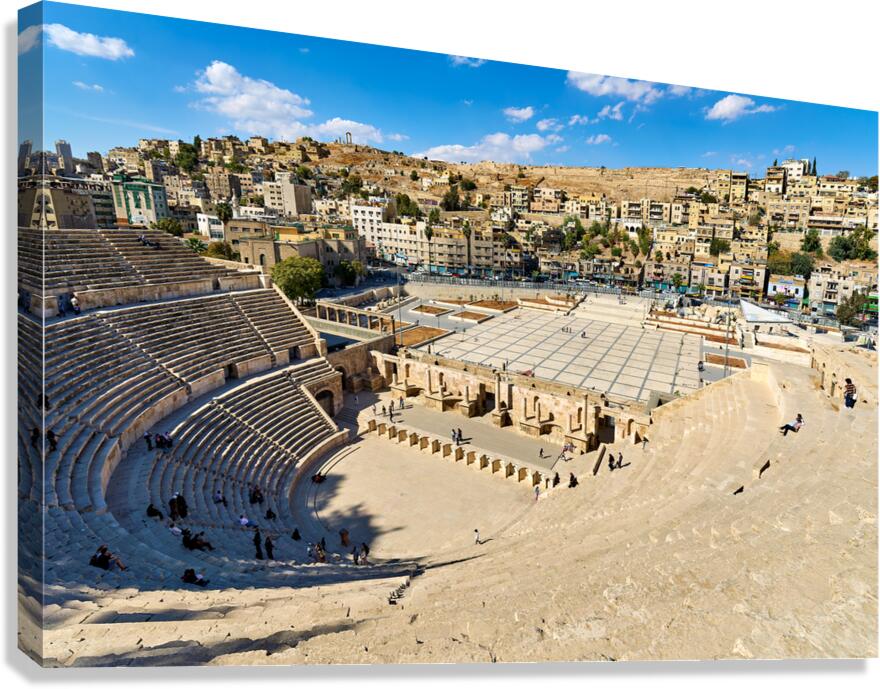 Visit the Roman Theater in Amman Jordan with a view of the city Canvas Print