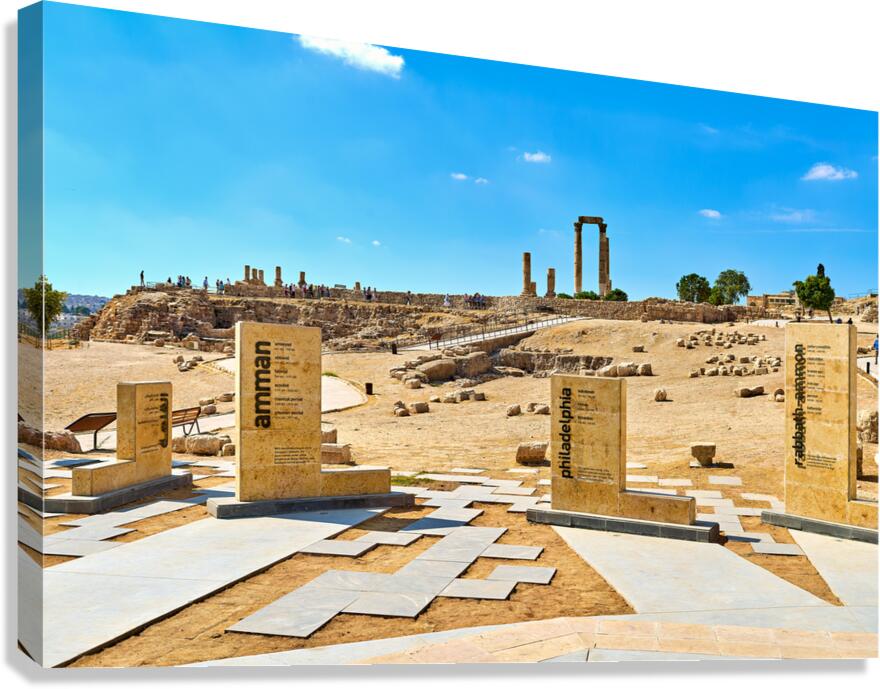 Exploring the Citadel in Amman Jordan during bright daylight Canvas Print