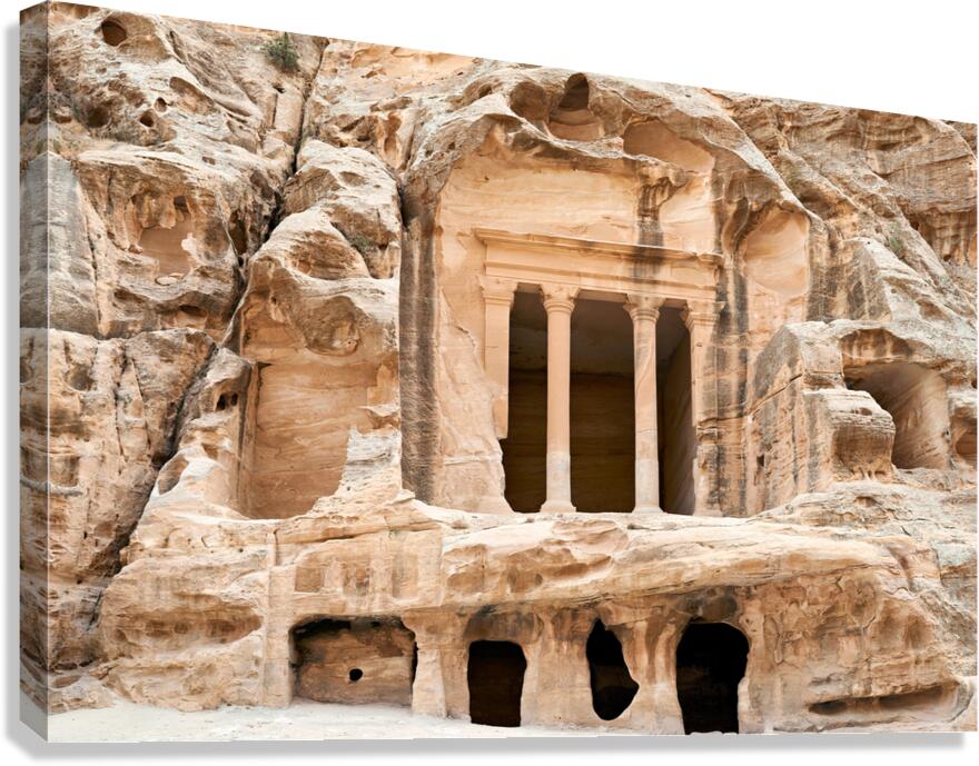 Little Petra site in Jordan shows ancient rock cut architecture Canvas Print