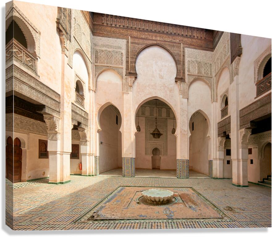 Exploring Al Attarine Madrasa in Fez Morocco during the day Canvas Print