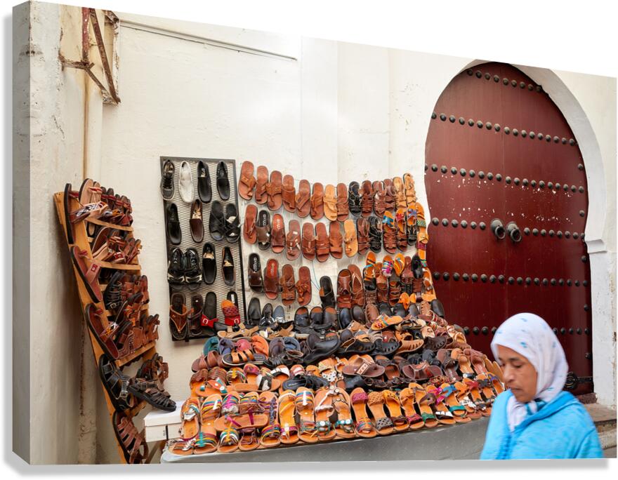 Moroccan slippers for sale in the Medina of Fez Canvas Print