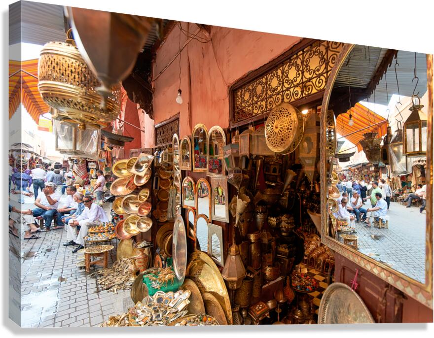 Exploring the souk in Marrakesh and the local crafts on display Canvas Print