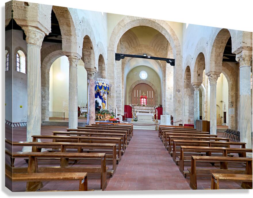 Interior view of the Norman Cathedral in Gerace Calabria Italy Canvas Print