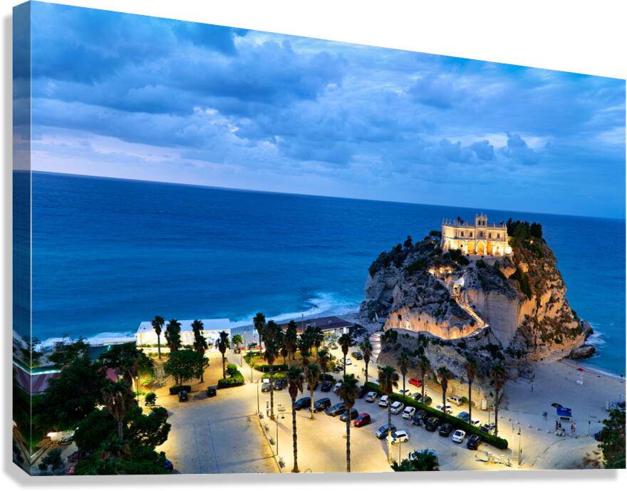 Santa Maria dellIsola Monastery in Tropea Calabria during dusk Canvas Print
