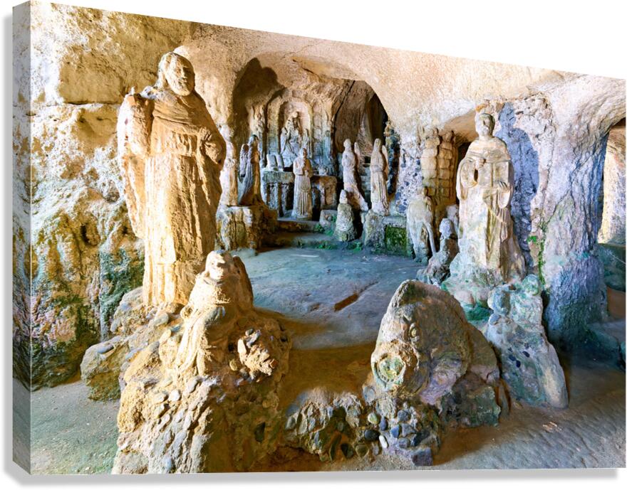 Visit to cave church of Piedigrotta in Pizzo Calabro Italy Canvas Print