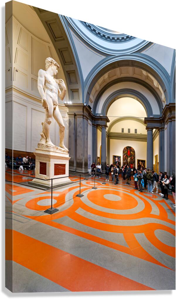 View inside Gallery of the Academy with Michelangelo David in Fl Canvas Print