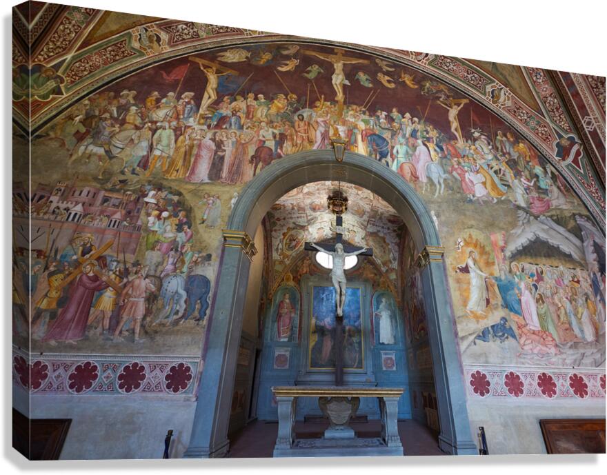 Santa Maria Novella church interior with historical art in Flore Canvas Print