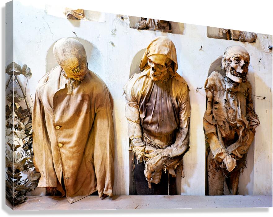 Exploring capuchin catacombs in palermo sicily italy Canvas Print