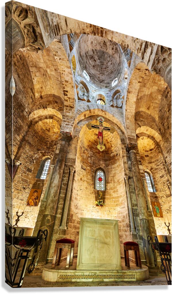 Interior view of Cappella di San Cataldo in Palermo Sicily Canvas Print