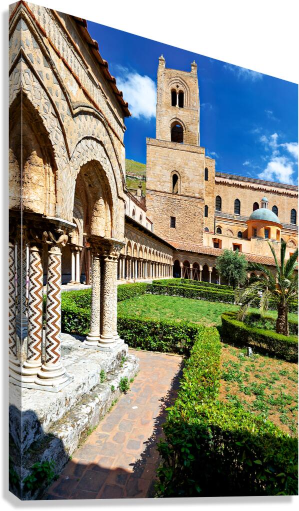Visit Duomo di Monreale in Palermo Sicily Italy during a sunny d Canvas Print