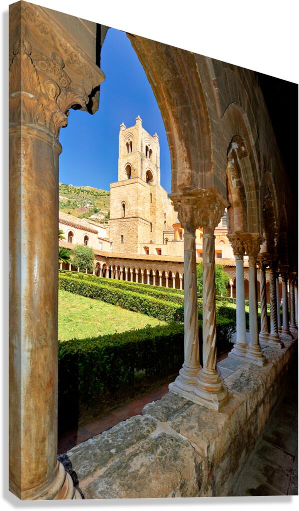 Monreale Cathedral in Palermo Sicily shows historical architectu Canvas Print