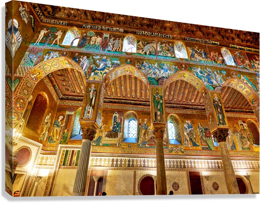 Cappella Palatina in Palermo shows detailed frescoes and archite Canvas Print