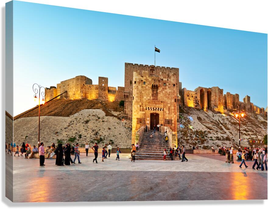 Exploring the citadel of Aleppo during dusk in Syria Canvas Print