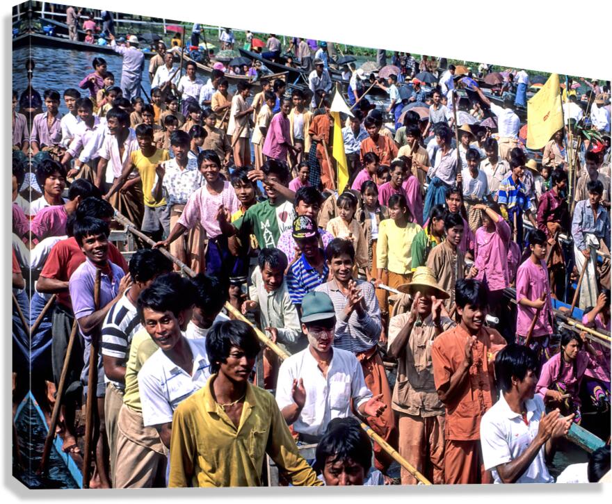 People gather on boats during the Inle Lake Festival in Myanmar Canvas Print