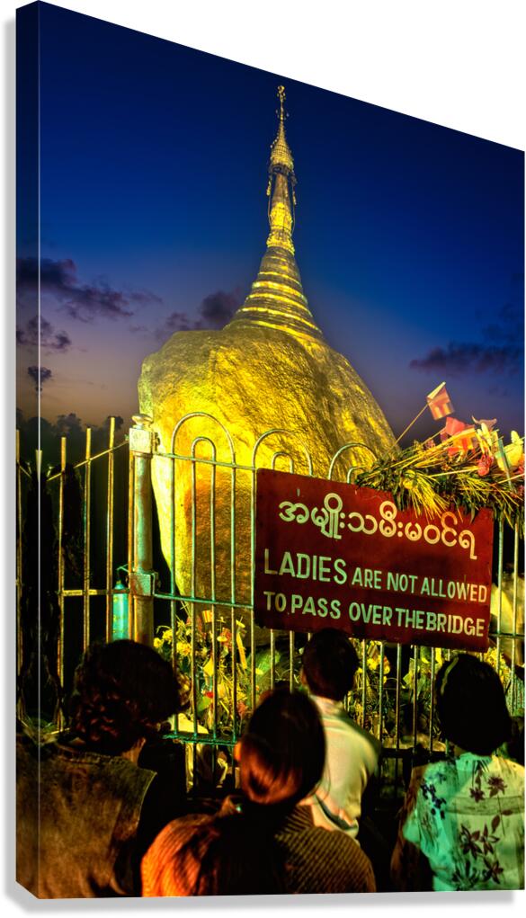 Visitors gather at Kyaiktiyo Pagoda Golden Rock in Myanmar at su Canvas Print