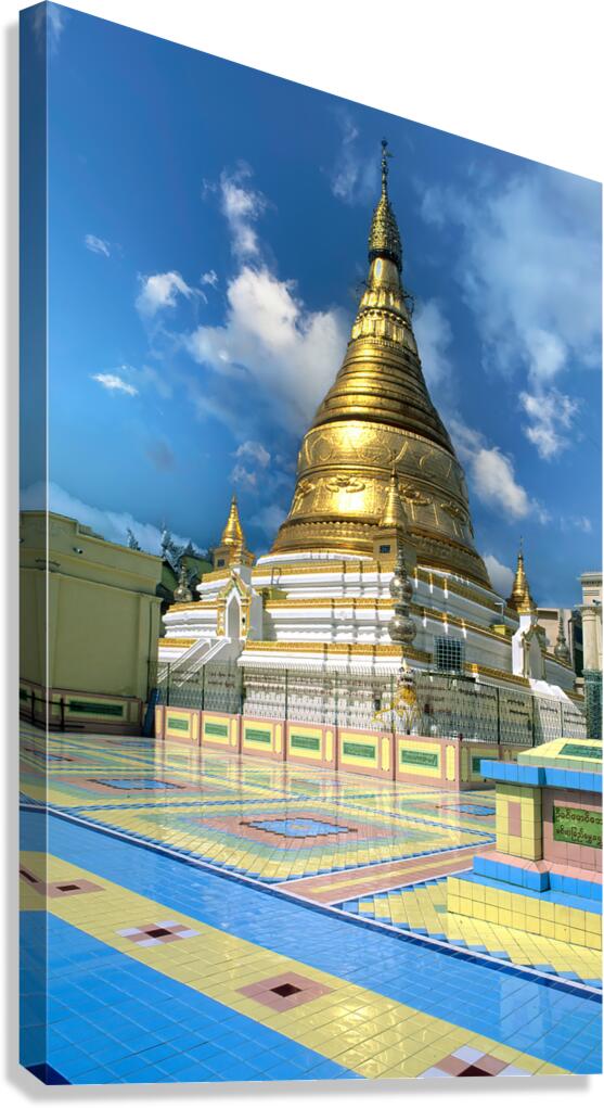 Golden stupa at Sagaing Paya in Myanmar under blue sky Canvas Print