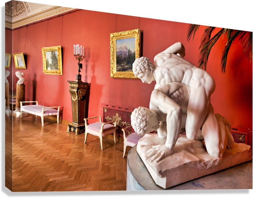 Sculpture of wrestlers in Yusupov Palace in St. Petersburg Canvas Print