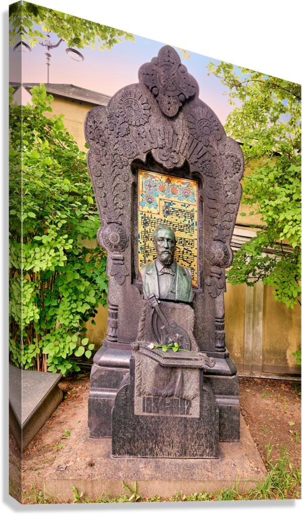 Tchaikovskys grave at Tikhvin cemetery in Saint Petersburg Canvas Print