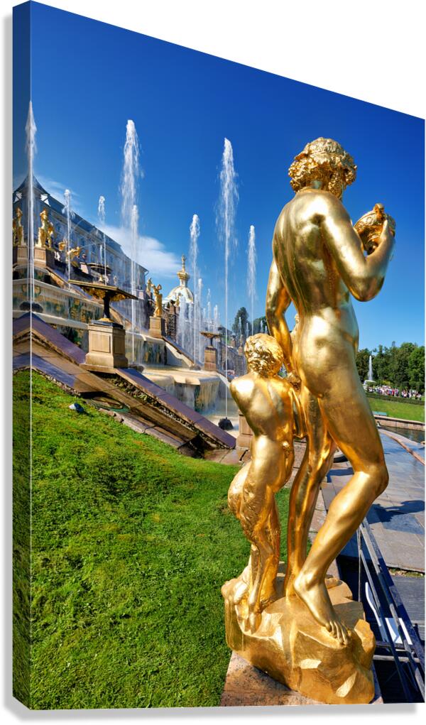 Golden statues at Peterhof Palace in Saint Petersburg Canvas Print