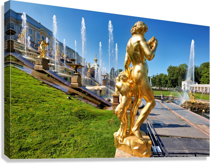 Golden statues at Peterhof Palace in St. Petersburg Russia Canvas Print