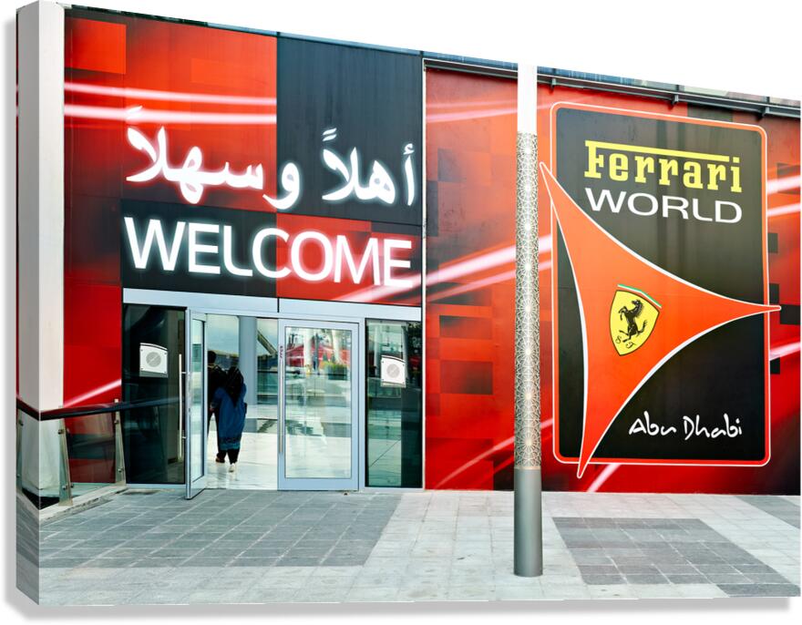 Welcome to Ferrari World in Abu Dhabi amusement park Canvas Print