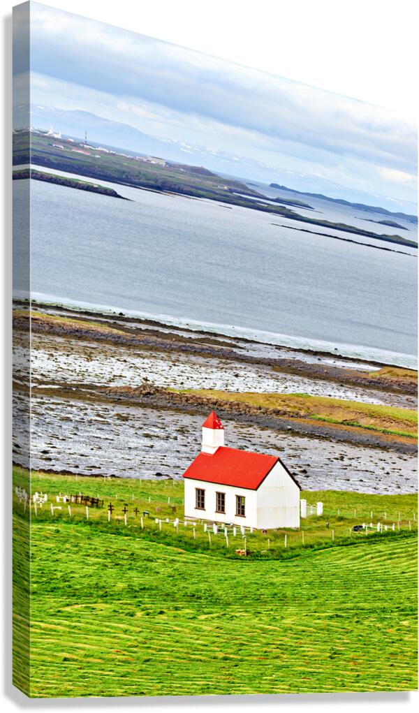 Church located in the western fjords of Iceland near the sea Canvas Print