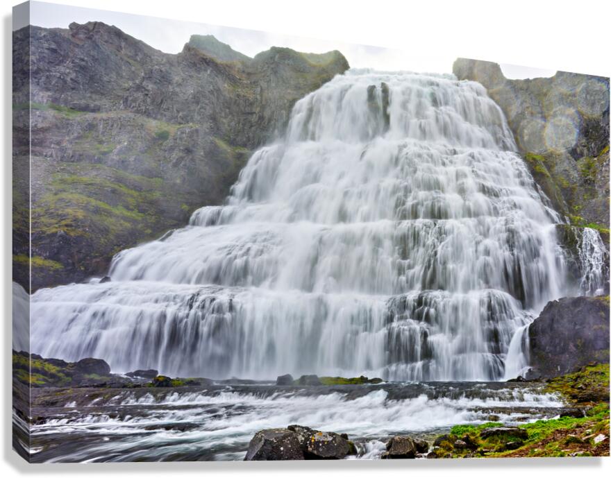 Visiting Dynjandi Waterfall in Iceland during daytime Canvas Print