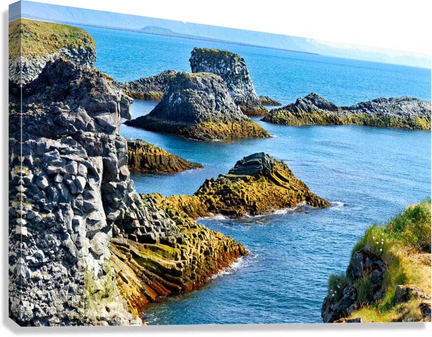 Arnarstapi cliffs show rocky coastline in Iceland Canvas Print