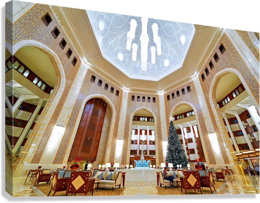 Lobby area of Al Bustan luxury hotel in Muscat Oman Canvas Print