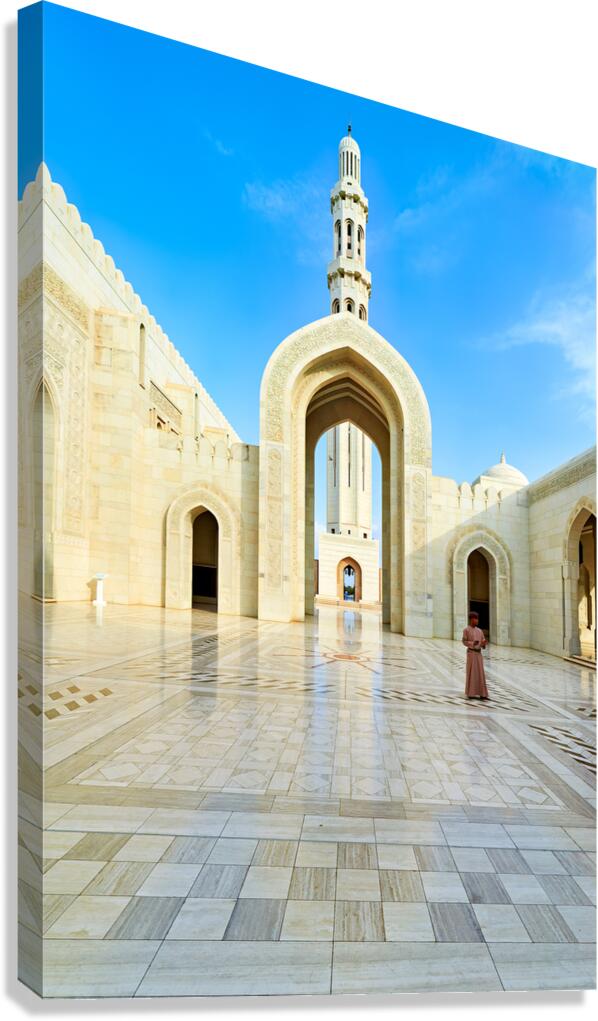 Visitors explore Sultan Qaboos Grand Mosque in Muscat Canvas Print