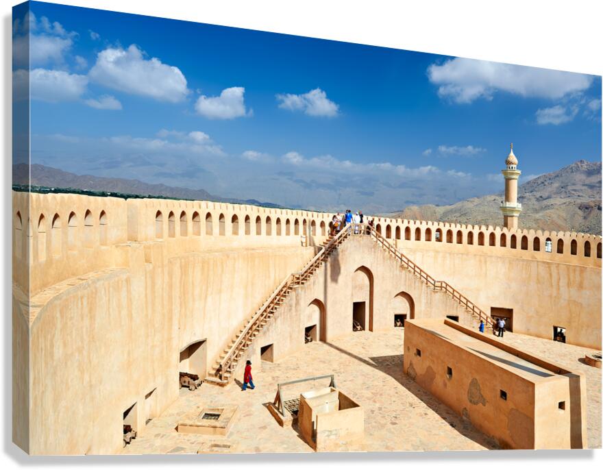 Visit to Nizwa Fort in Oman with visitors and open sky Canvas Print