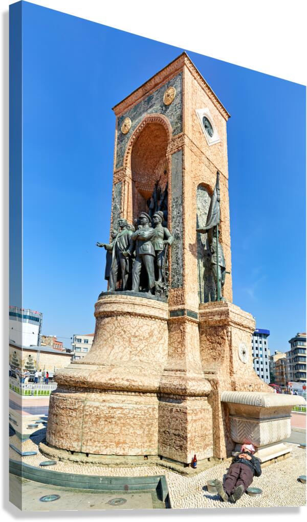 Republic monument at taksim square in istanbul turkey Canvas Print