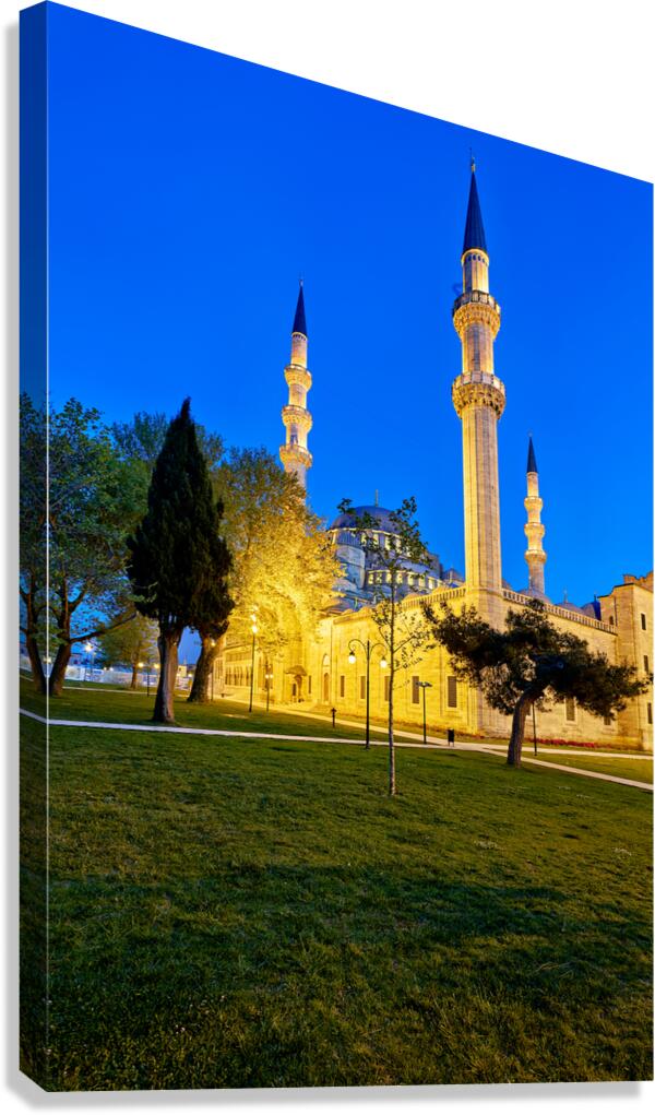 Night view of Suleymaniye Mosque in Istanbul Turkey Canvas Print