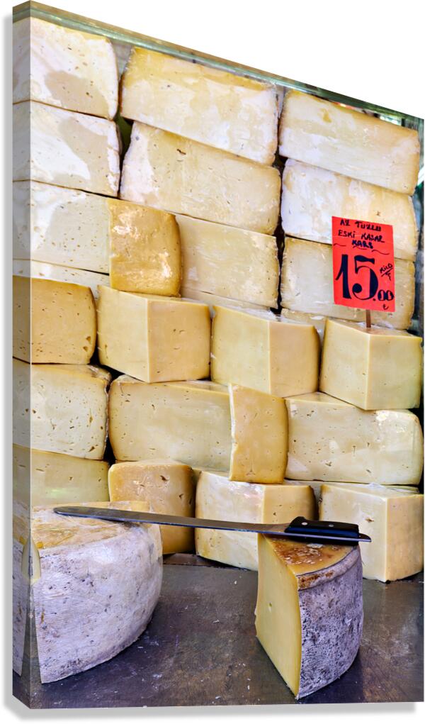 Cheese stall in Grand Bazaar of Istanbul Turkey Canvas Print