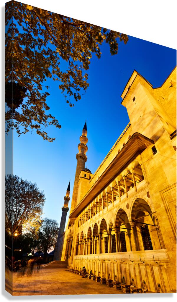 Suleymaniye Mosque at night in Istanbul Turkey Canvas Print