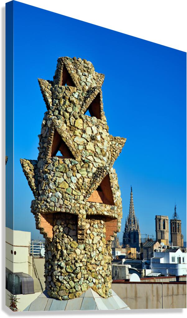 Rooftop view of Palau Guell in Barcelona Canvas Print