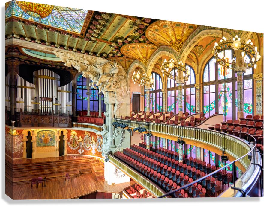 Concert hall view of Palau de la Musica Catalana in Barcelona Canvas Print