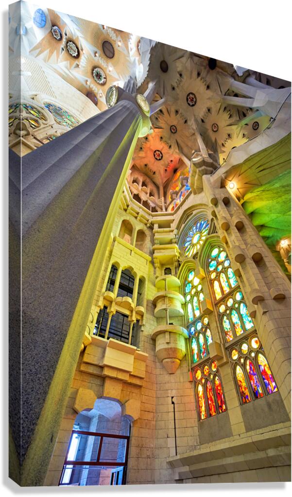 View of colorful windows inside Basílica de la Sagrada Família Canvas Print