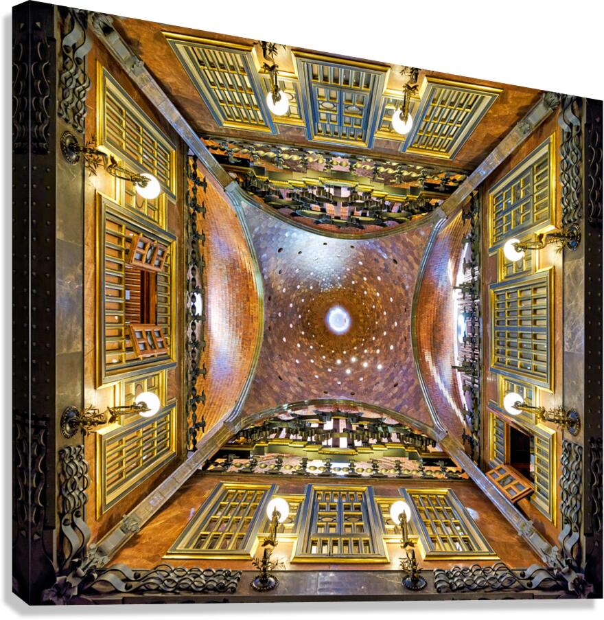 Exploring Gaudis Palau Guell ceiling in Barcelona Canvas Print