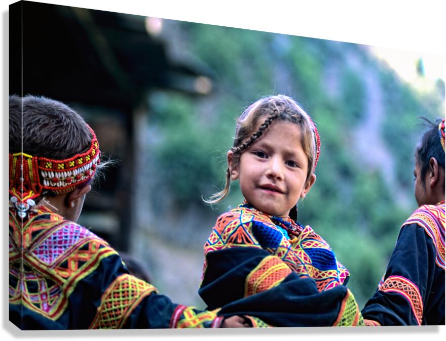Kids enjoying life in Kalash village Bumburet Valley Canvas Print