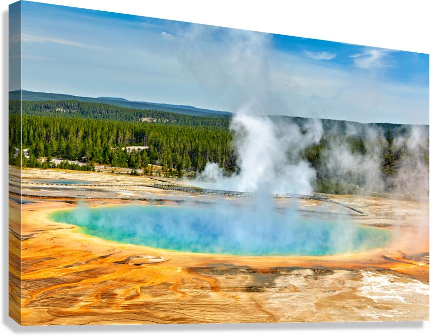 Exploring grand prismatic spring in yellowstone national park Canvas Print