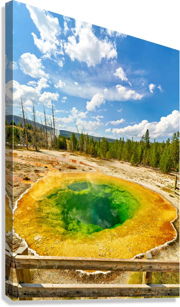 Morning Glory Pool shows colors at Yellowstone National Park Canvas Print