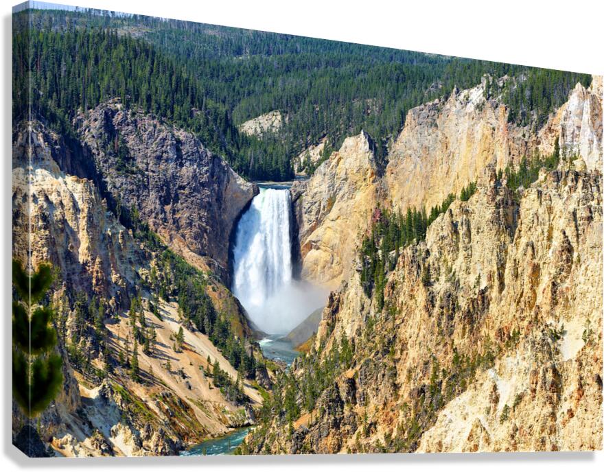 Grand Canyon of Yellowstone: waterfall and cliffs Canvas Print
