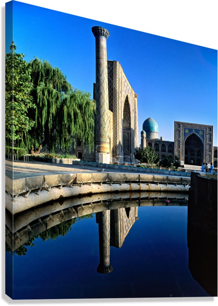 Samarkand reflects on a calm day in Uzbekistan Canvas Print