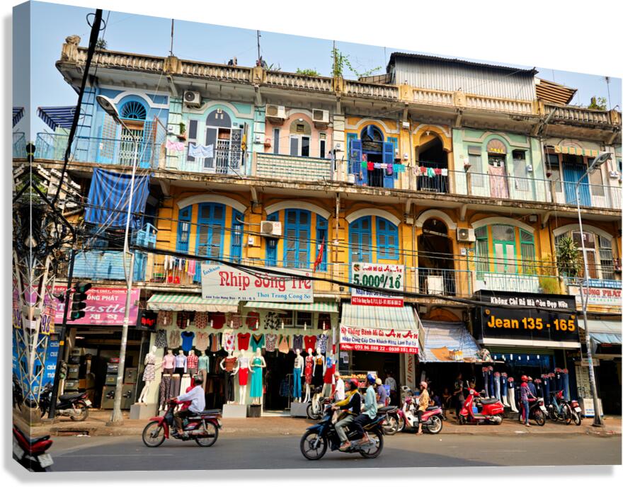 Shopping in Ho Chi Minh City streets during a sunny day Canvas Print
