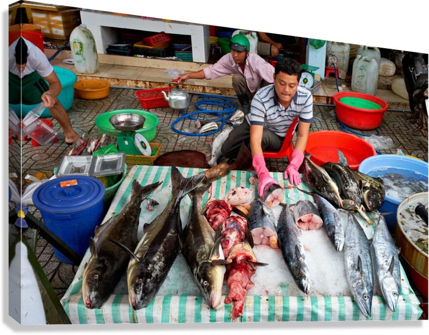 Fish market scene in Phu Quoc Vietnam during the day Canvas Print